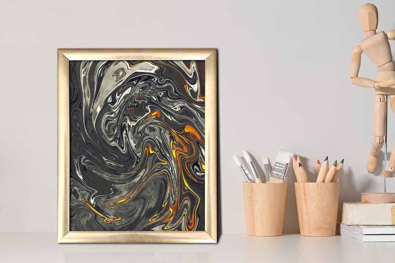 Bilde Abstract med Ramme Flerfarget - 22,3x52,8 cm - Interiør - Maleri & posters - Lerretsbilder