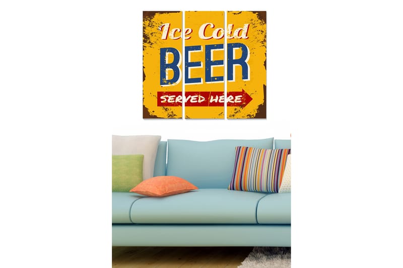 Bilde Advertisement 3-pk Flerfarget - 22x05 cm - Interiør - Maleri & posters - Lerretsbilder