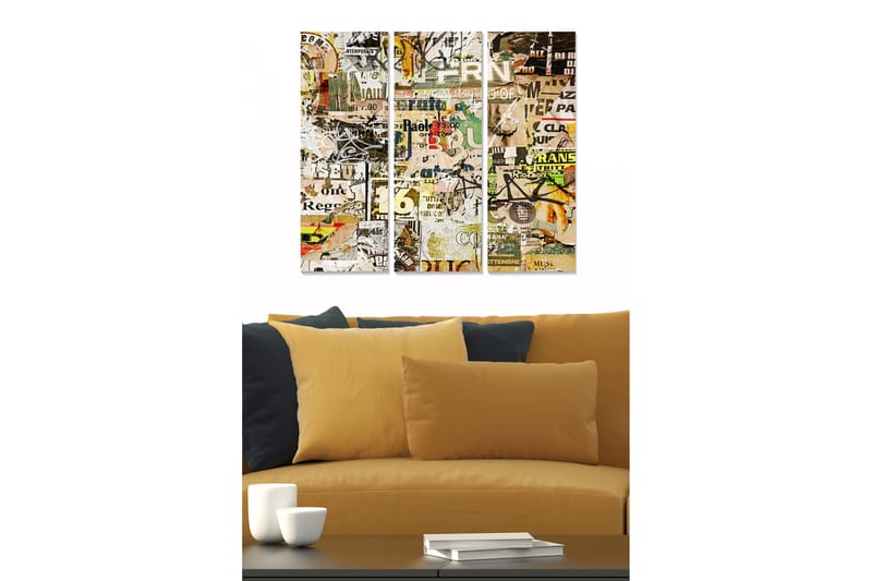 Bilde Advertisement 3-pk Flerfarget - 22x05 cm - Interiør - Maleri & posters - Lerretsbilder