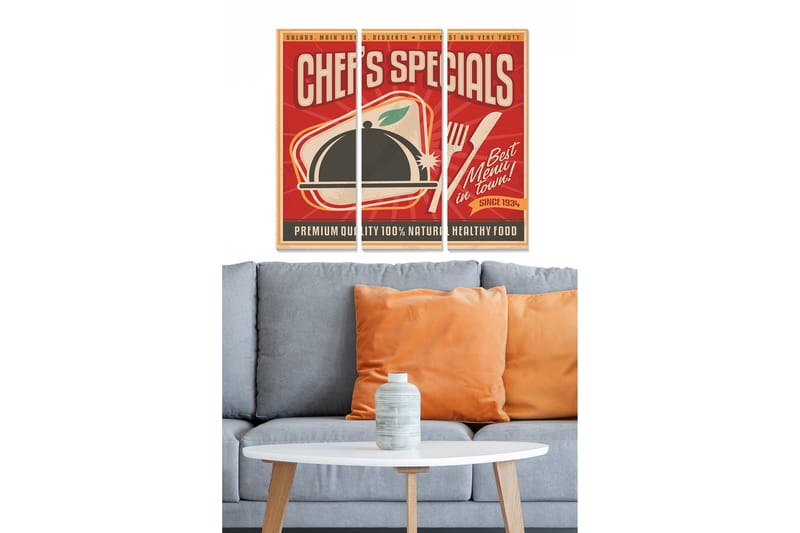 Bilde Advertisement 3-pk Flerfarget - 22x05 cm - Interiør - Maleri & posters - Lerretsbilder