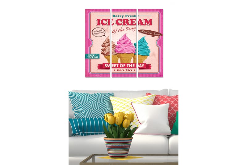 Bilde Advertisement 3-pk Flerfarget - 22x05 cm - Interiør - Maleri & posters - Lerretsbilder