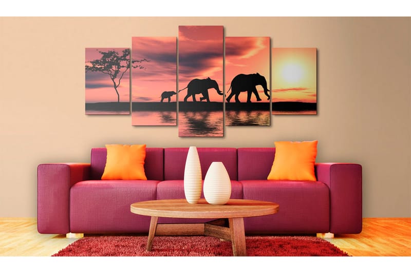 Bilde African Elephants Family 200x100 - Artgeist sp. z o. o. - Lerretsbilder