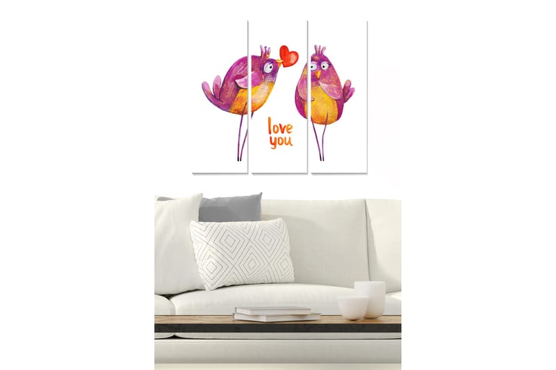 Bilde Animal 3-pk Flerfarget - 22x05 cm - Interiør - Maleri & posters - Lerretsbilder
