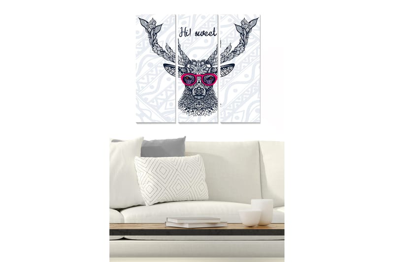 Bilde Animal 3-pk Flerfarget - 22x05 cm - Interiør - Maleri & posters - Lerretsbilder