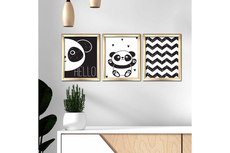 Bilde Animal med Ramme 3-pk Flerfarget - 22,3x52,8 cm - Interiør - Maleri & posters - Lerretsbilder