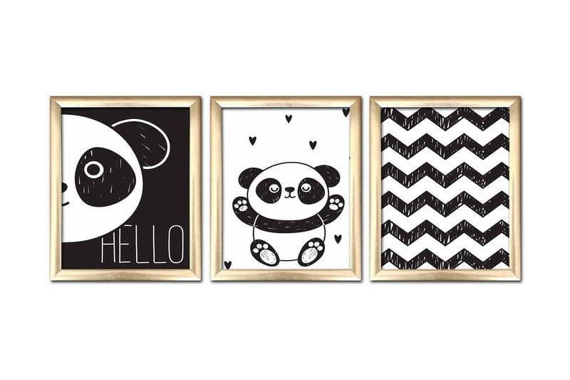 Bilde Animal med Ramme 3-pk Flerfarget, 22,3x52,8 cm