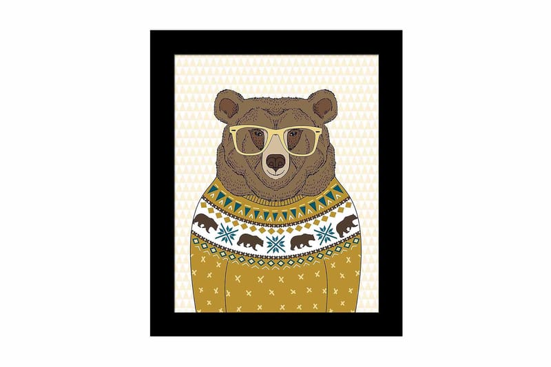 Bilde Animal med Ramme Flerfarget, 22,3x52,8 cm