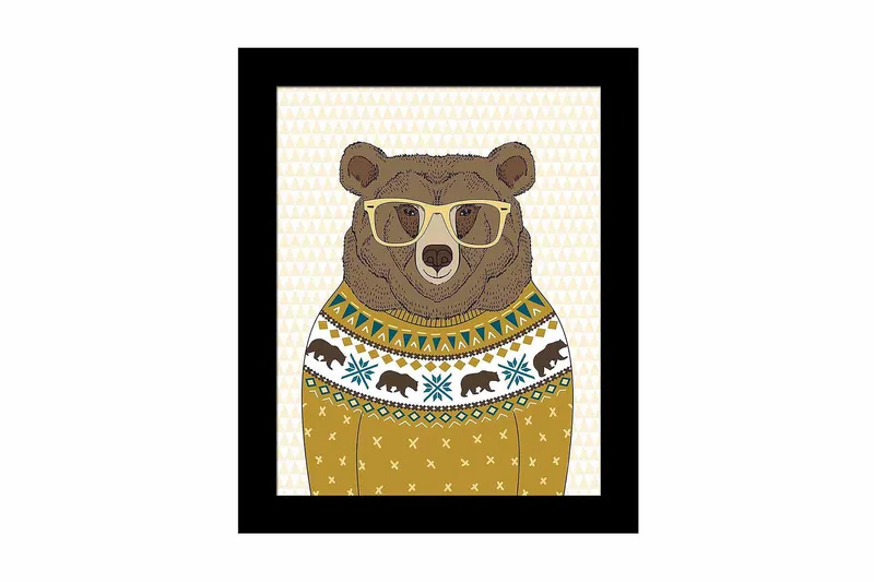 Bilde Animal med Ramme Flerfarget, 22,3x52,8 cm