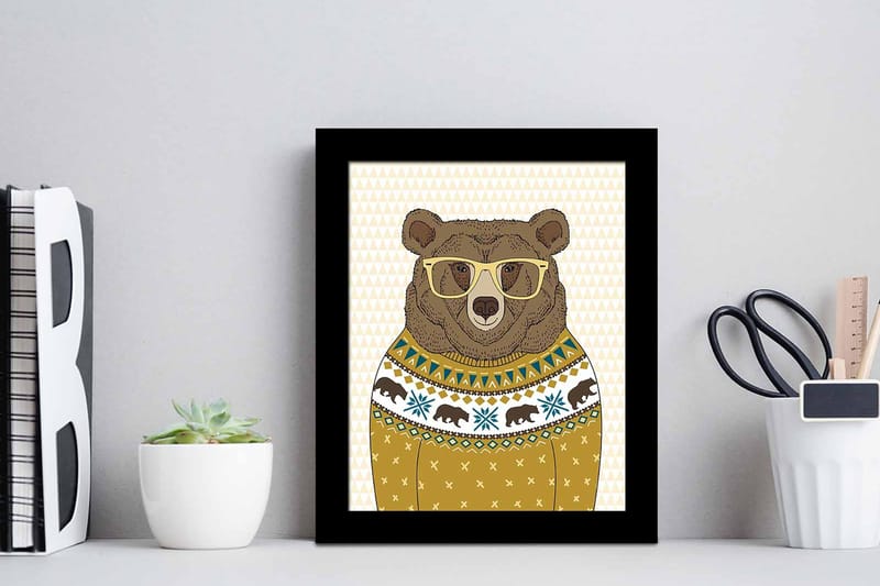 Bilde Animal med Ramme Flerfarget - 22,3x52,8 cm - Interiør - Maleri & posters - Lerretsbilder