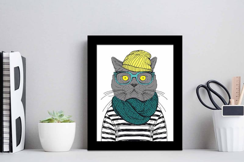 Bilde Animal med Ramme Flerfarget - 22,3x52,8 cm - Interiør - Maleri & posters - Lerretsbilder