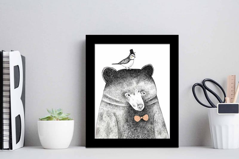 Bilde Animal med Ramme Flerfarget - 22,3x52,8 cm - Interiør - Maleri & posters - Lerretsbilder