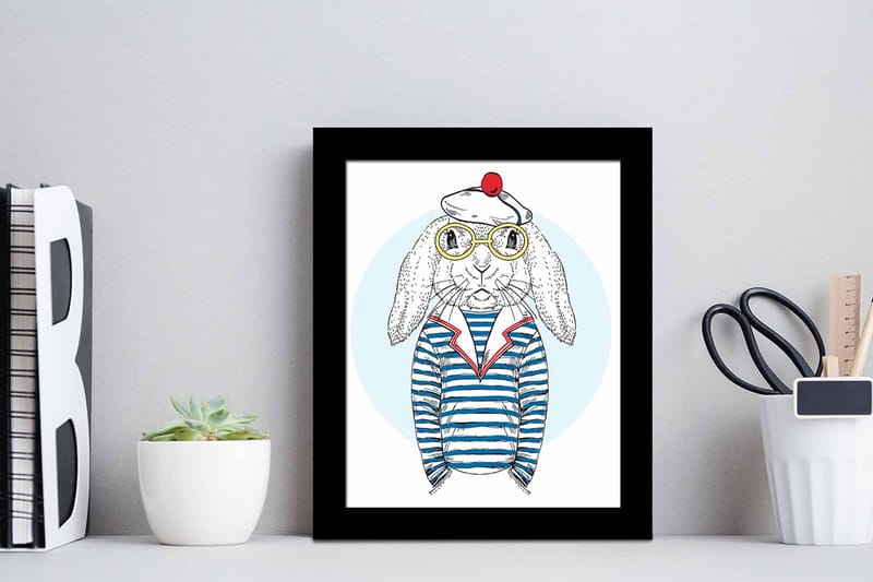 Bilde Animal med Ramme Flerfarget - 22,3x52,8 cm - Interiør - Maleri & posters - Lerretsbilder
