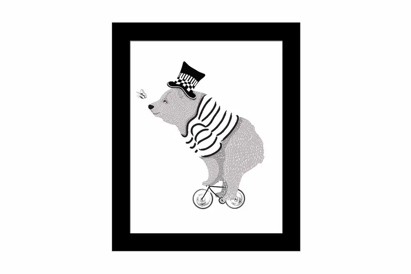 Bilde Animal med Ramme Flerfarget, 22,3x52,8 cm