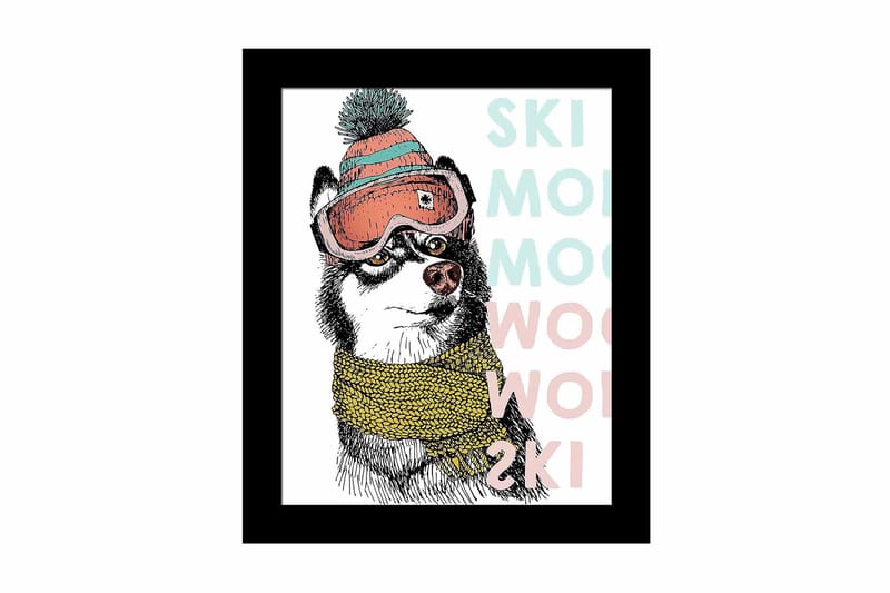 Bilde Animal med Ramme Flerfarget, 22,3x52,8 cm