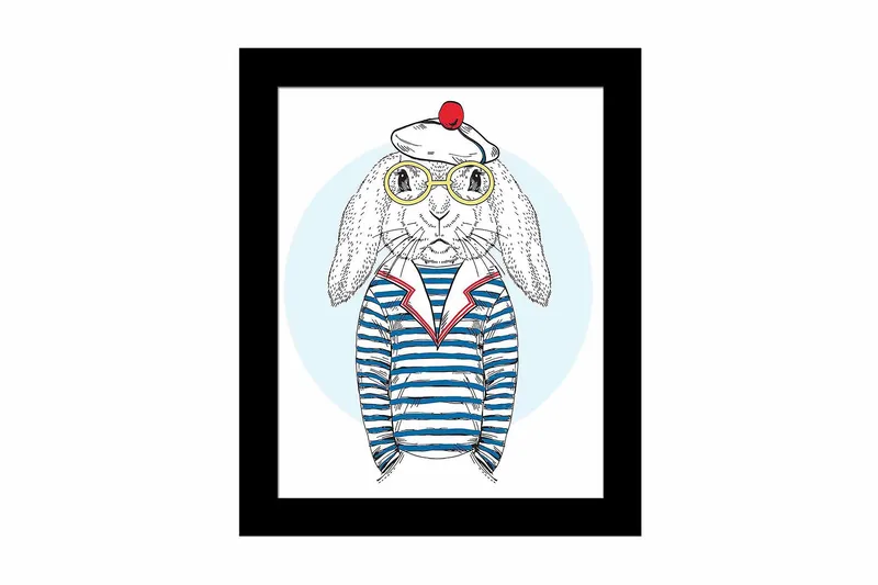 Bilde Animal med Ramme Flerfarget, 22,3x52,8 cm