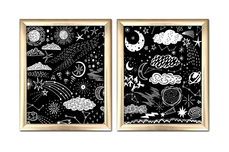 Bilde Astrology med Ramme 2-pk Flerfarget, 22,3x52,8 cm