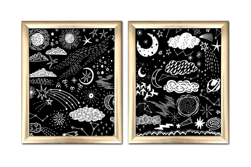 Bilde Astrology med Ramme 2-pk Flerfarget, 22,3x52,8 cm