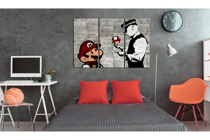 Bilde Banksy Mario Bros 90x60 - Artgeist sp. z o. o. - Lerretsbilder