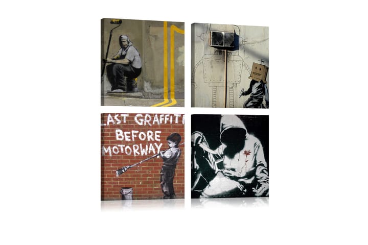 Bilde Banksy Street Art 40x40 - Artgeist sp. z o. o. - Lerretsbilder
