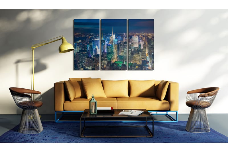 Bilde Bird´S Eye View Of New York City By Night 120x80 - Artgeist sp. z o. o. - Lerretsbilder
