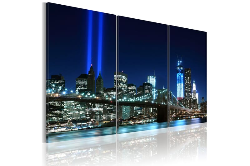 Bilde Blue Lights In New York 120x80 - Artgeist sp. z o. o. - Lerretsbilder