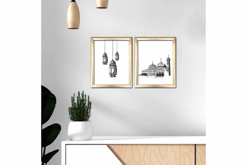 Bilde Building med Ramme 2-pk Flerfarget - 22,3x52,8 cm - Interiør - Maleri & posters - Lerretsbilder