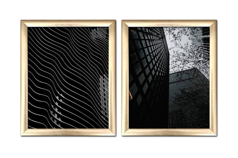 Bilde Building med Ramme 2-pk Flerfarget - 22,3x52,8 cm - Interiør - Maleri & posters - Lerretsbilder