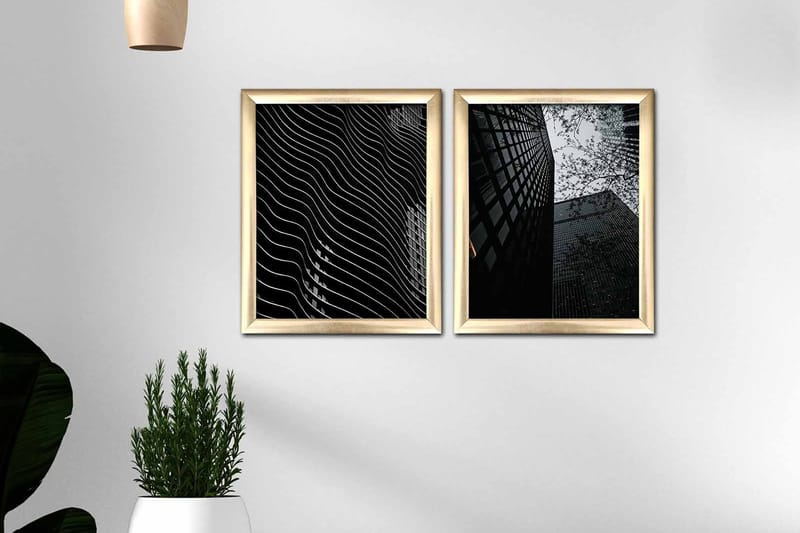 Bilde Building med Ramme 2-pk Flerfarget - 22,3x52,8 cm - Interiør - Maleri & posters - Lerretsbilder