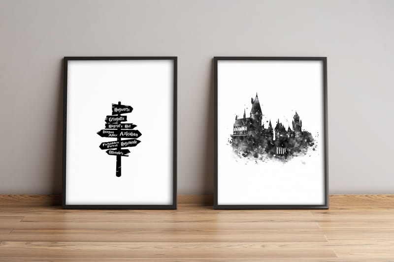 Bilde Building med Ramme 2-pk Flerfarget - 33x65 cm - Interiør - Maleri & posters - Lerretsbilder