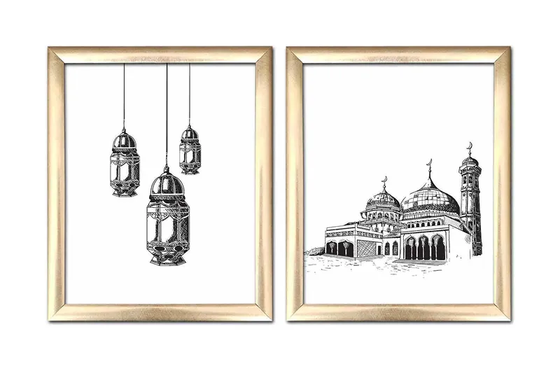 Bilde Building med Ramme 2-pk Flerfarget, 22,3x52,8 cm