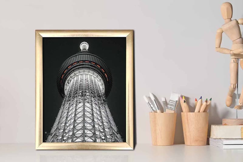 Bilde Building med Ramme Flerfarget - 22,3x52,8 cm - Interiør - Maleri & posters - Lerretsbilder