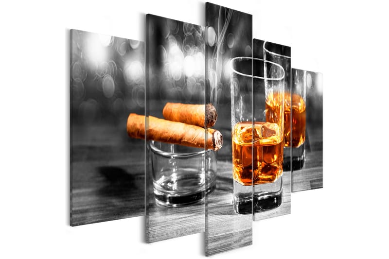 Bilde Cigars And Whiskey 5 Parts Wide 225x100 - Artgeist sp. z o. o. - Lerretsbilder