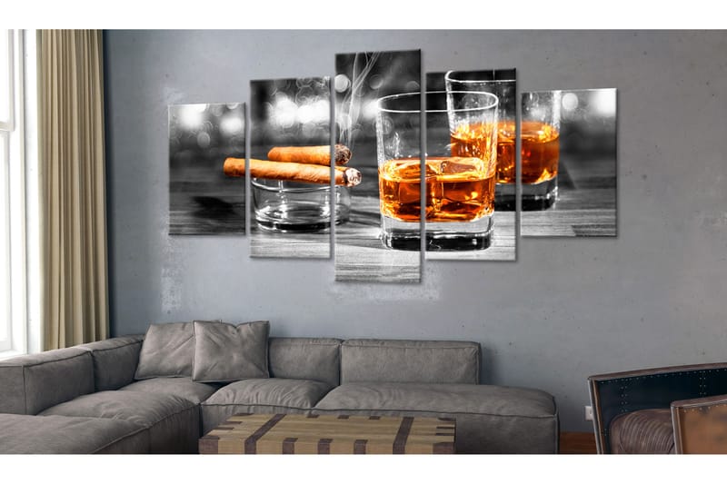 Bilde Cigars And Whiskey 5 Parts Wide 225x100 - Artgeist sp. z o. o. - Lerretsbilder