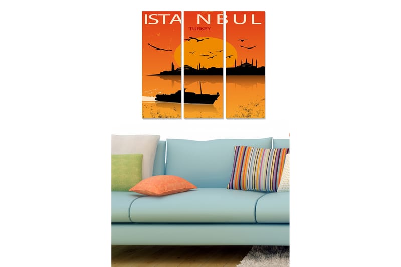 Bilde City 3-pk Flerfarget - 22x05 cm - Interiør - Maleri & posters - Lerretsbilder