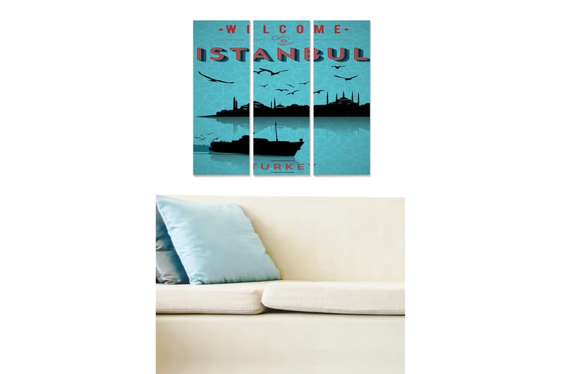 Bilde City 3-pk Flerfarget - 22x05 cm - Interiør - Maleri & posters - Lerretsbilder