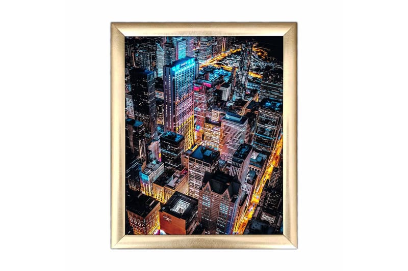 Bilde City med Ramme Flerfarget - 22,3x52,8 cm - Lerretsbilder