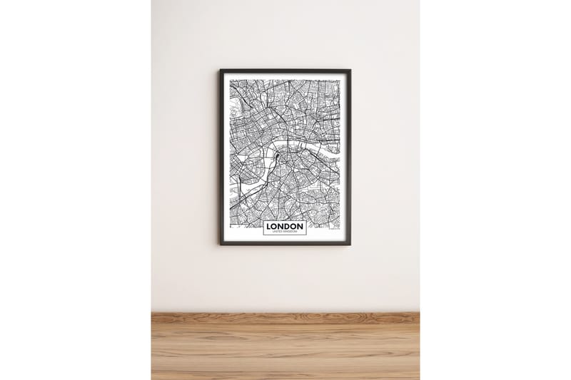 Bilde City med Ramme Flerfarget - 33x65 cm - Interiør - Maleri & posters - Lerretsbilder
