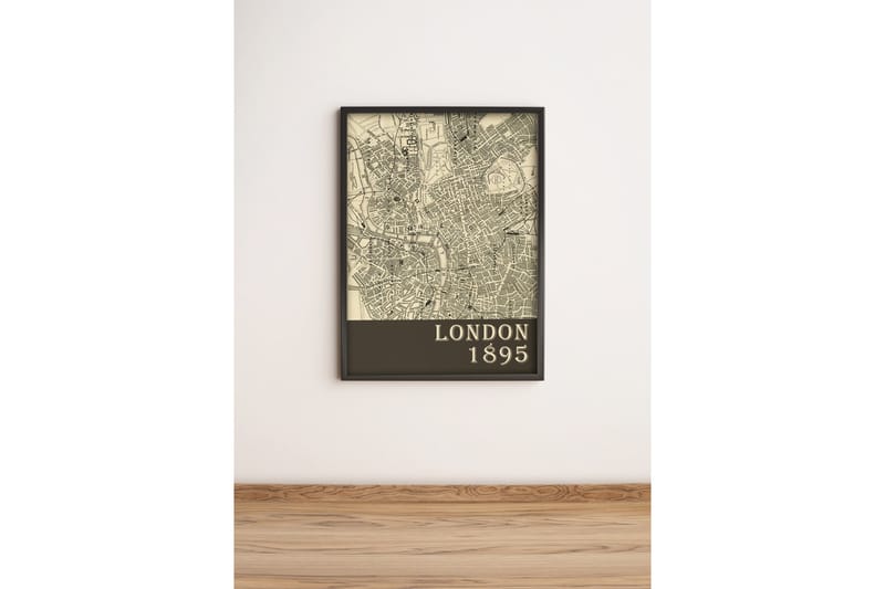 Bilde City med Ramme Flerfarget - 33x65 cm - Interiør - Maleri & posters - Lerretsbilder