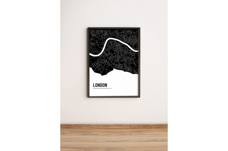 Bilde City med Ramme Flerfarget - 33x65 cm - Interiør - Maleri & posters - Lerretsbilder