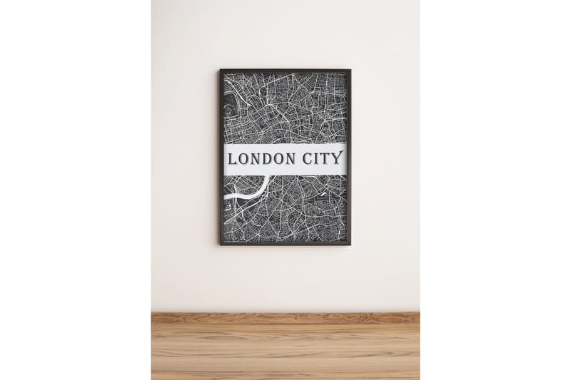 Bilde City med Ramme Flerfarget, 33x65 cm