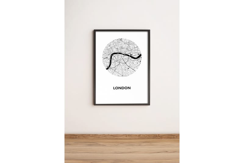 Bilde City med Ramme Flerfarget, 33x65 cm