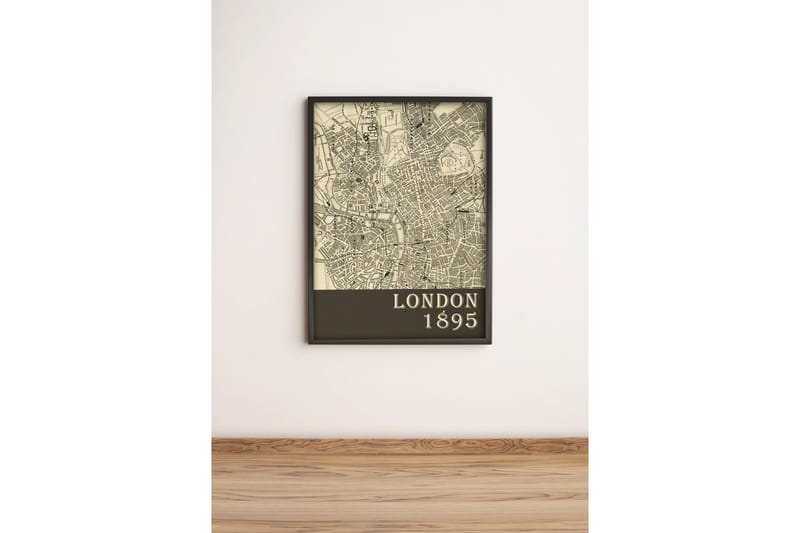 Bilde City med Ramme Flerfarget, 33x65 cm