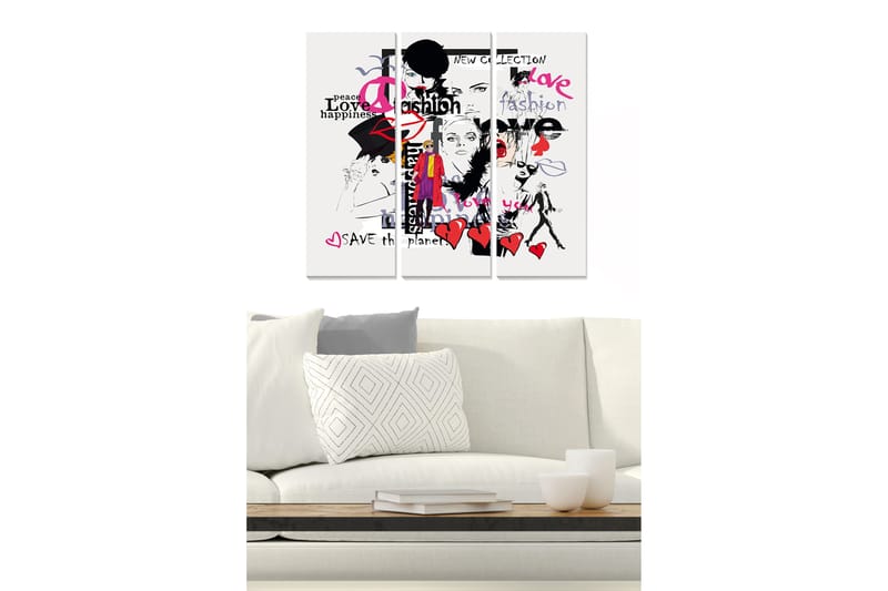 Bilde Fashion 3-pk Flerfarget - 22x05 cm - Interiør - Maleri & posters - Lerretsbilder