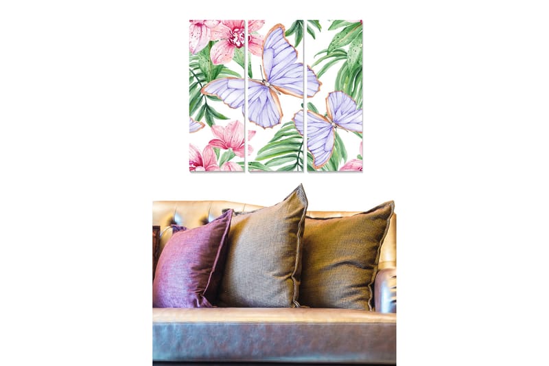 Bilde Floral 3-pk flerfarget - 22x05 cm - Interiør - Maleri & posters - Lerretsbilder