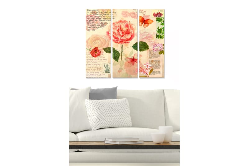 Bilde Floral 3-pk flerfarget - 22x05 cm - Interiør - Maleri & posters - Lerretsbilder