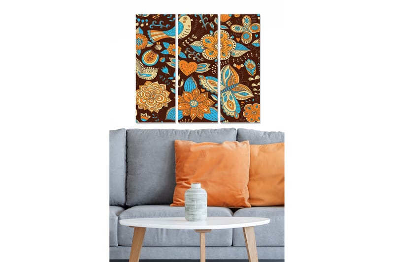 Bilde Floral 3-pk flerfarget - 22x05 cm - Interiør - Maleri & posters - Lerretsbilder