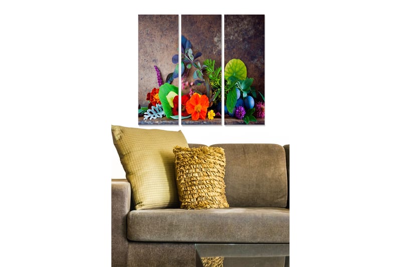 Bilde Floral 3-pk flerfarget - 22x05 cm - Interiør - Maleri & posters - Lerretsbilder