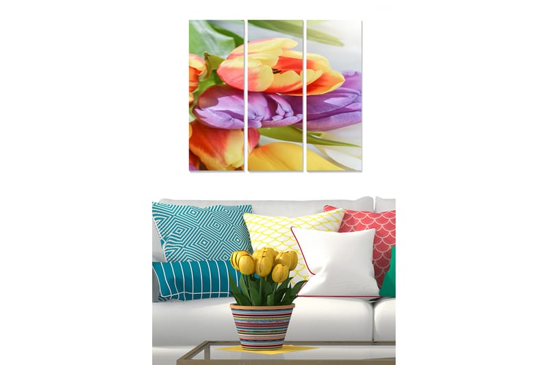 Bilde Floral 3-pk flerfarget - 22x05 cm - Interiør - Maleri & posters - Lerretsbilder