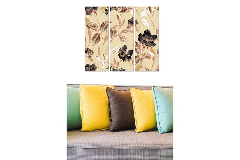 Bilde Floral 3-pk flerfarget - 22x05 cm - Interiør - Maleri & posters - Lerretsbilder