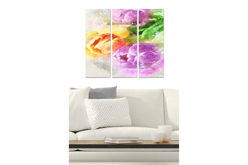 Bilde Floral 3-pk flerfarget - 22x05 cm - Interiør - Maleri & posters - Lerretsbilder